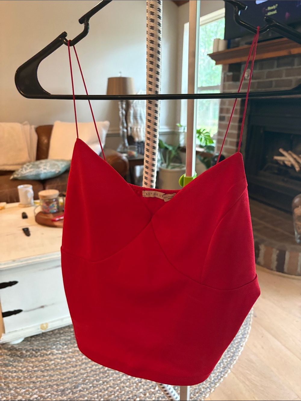 Active USA Bright Red Spaghetti-Strap Cami